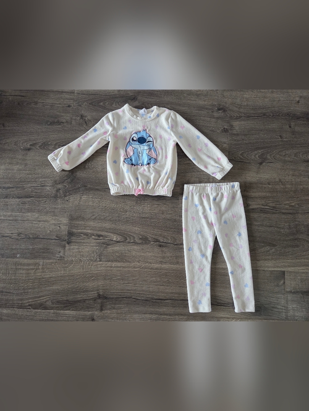 Girls Stitch Ribbed Velour Heart Outfit Size 3t